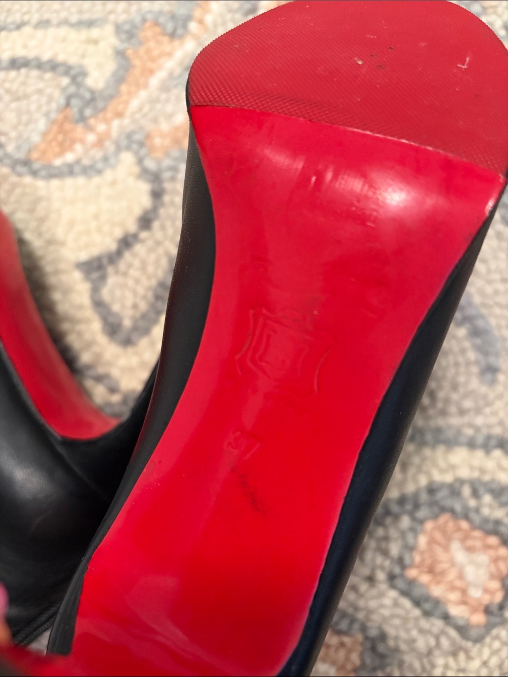 Louboutin Black Leather Ankle Booties with Back Zip Heel size 37 - Picture 3 of 4
